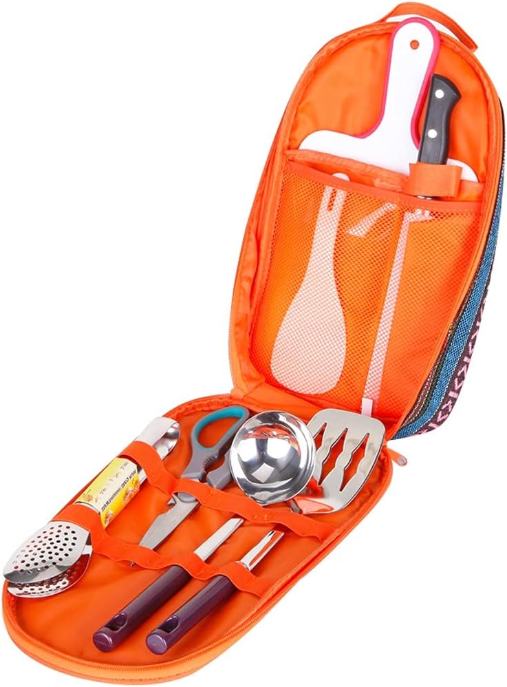 Outdoor Camping Kitchenware Portable Cutting Board Clip Tong Scissor Cutter Cooking Set with Storage Bag for Camping