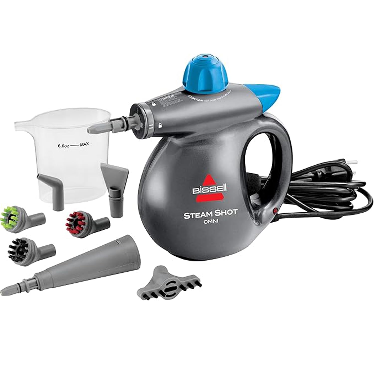 BissellSteam Shot Omni Pressurized Handheld Multi-Surface Natural Portable Steam Cleaner with 7 tools for tile, grout, windows, bathrooms, kitchen, auto