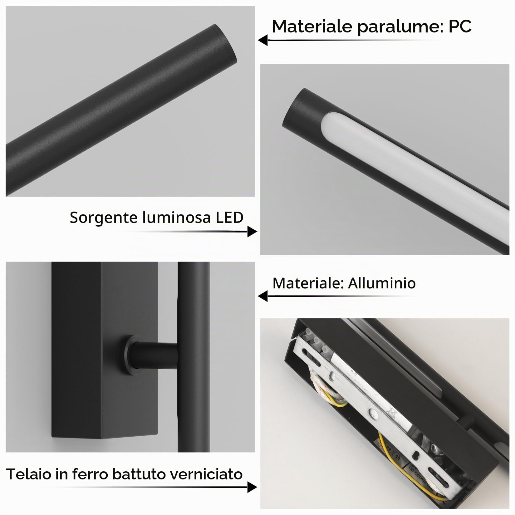 2 Lampade da Parete a LED con Telecomando Nero - 100 cm, 28 W, 3000K-6000K, con Funzioni di Regolazione dell'Intensità Luminosa e Temporizzazione, per Soggiorno, Camera da Letto, Corridoio