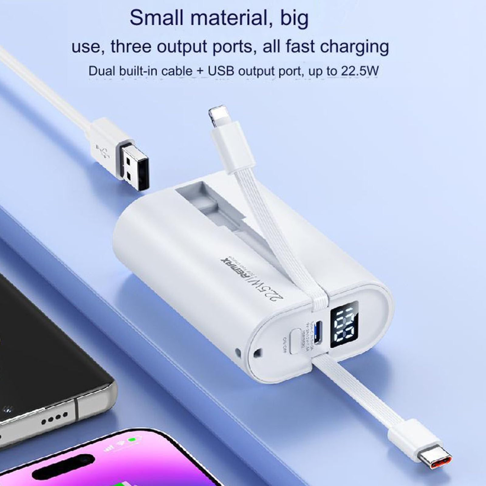 Power Bank 10000 Mah z dwuprzewodowym szybkim ładowaniem PD 20W do telefonu komórkowego Szybkie ładowanie Power Bank,D