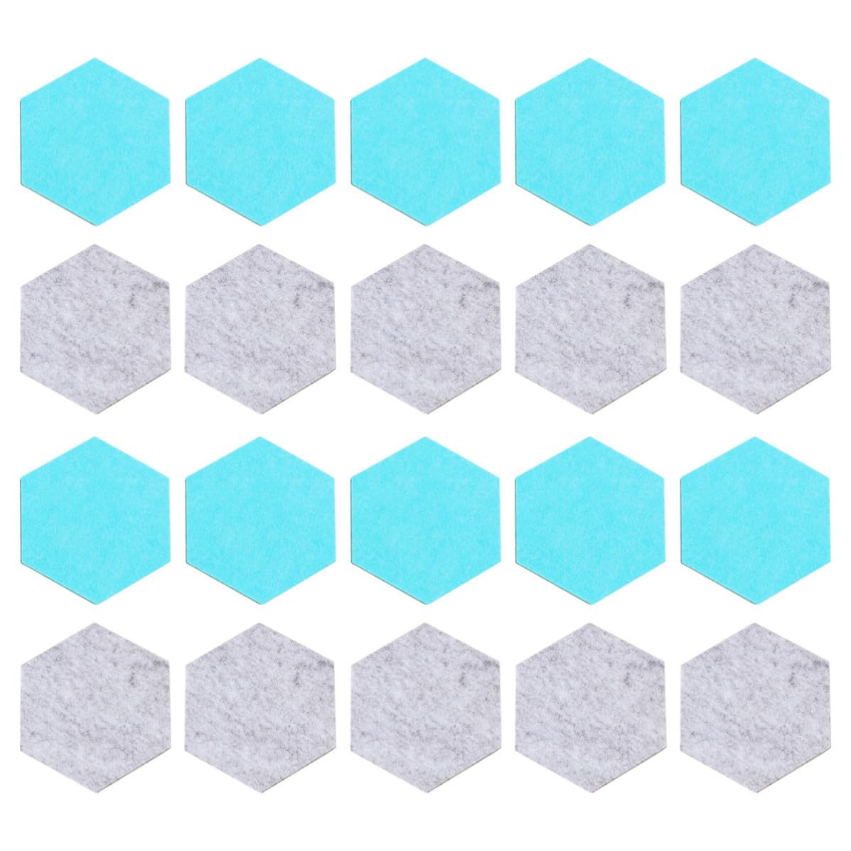 Pegatinas de fieltro hexagonales menta y gris para decoración de pared 20 uds