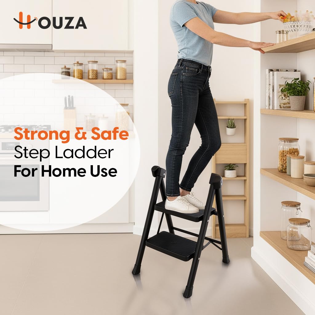 HOUZA Steel Ladder - 2 Step Foldable Ladder -2