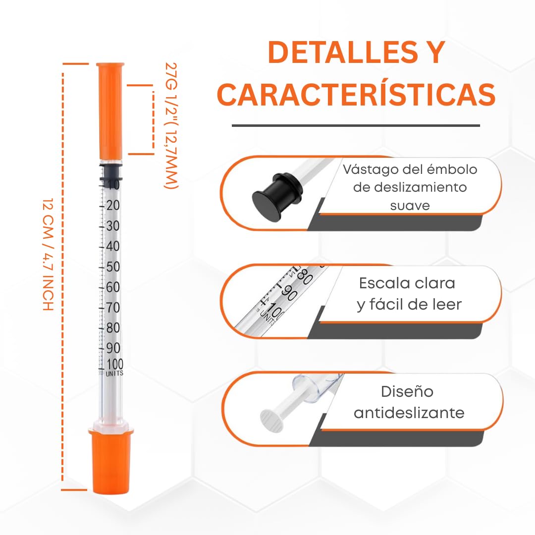 100 unidades de 1 ml de tubo de plástico de 27 g x 1/2 pulgadas (0,4 x 12,7 mm), herramientas de medición multiusos, empaquetadas individualmente
