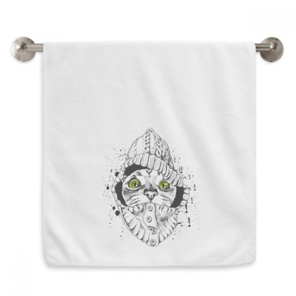 Serviette chat moelleuse blanche 13x29 pouces au tissage délicat de qualité