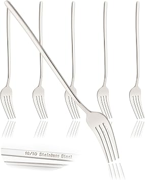 JASHII 6pcs 18/10 Stainless Steel Dinner Forks Set, Replacement Large Forks Set, Shiny Silver Table Forks, Modern Minimalist Style, Dishwasher Safe