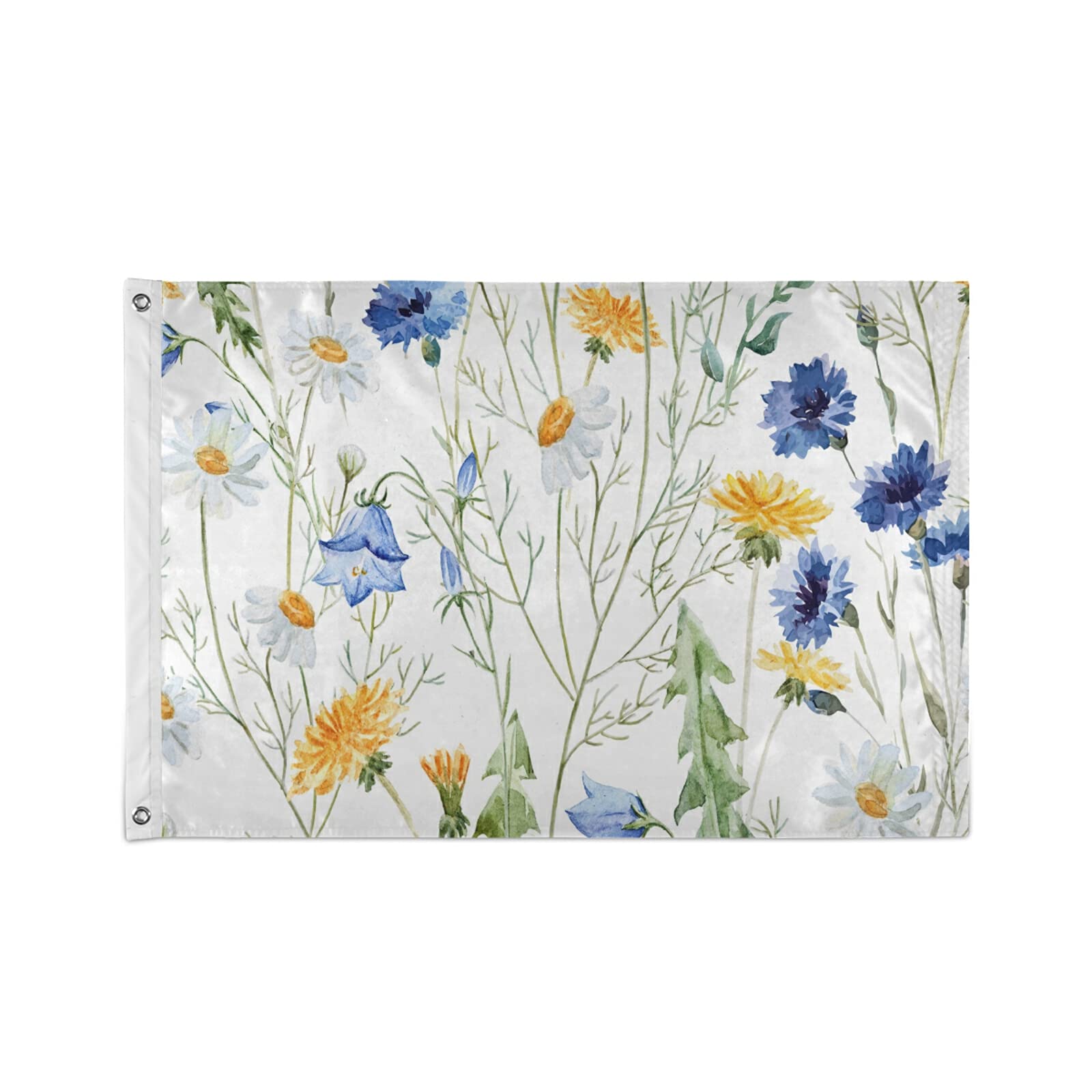 Watercolor Yellow Dandelion, Daisy Flowers, Blue Cornflower Flower 2x3 FT Garden House Flag, Polyester Flag with Brass Grommets Seasonal Banner for Home Front Yard Patio Party Outdoor Indoor Decor