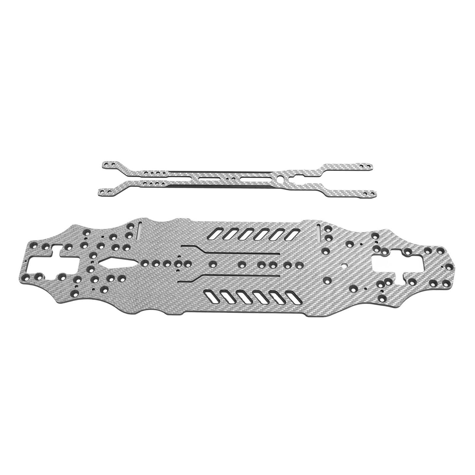 for 1:10 RC Car Chassis, 3K Carbon Fiber Material, CNC Machined, Hollow Design, Lightweight, Flexible, Drift Performance (SSG de plata)