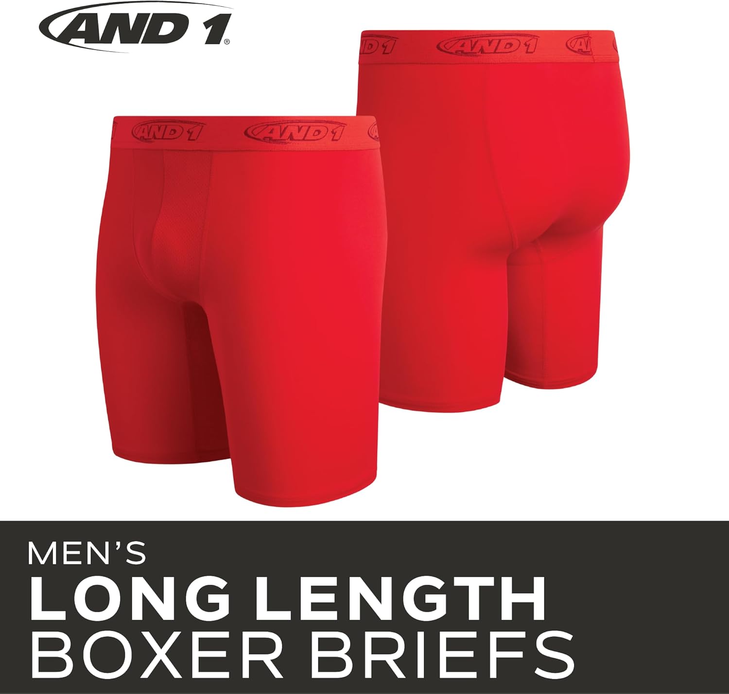 AND1 Mens Boxer Briefs - 5 Pack Performance Stretch Mens Underwear Long Leg Boxers for Men with Contour Pouch, 9" Inseam - Image 3