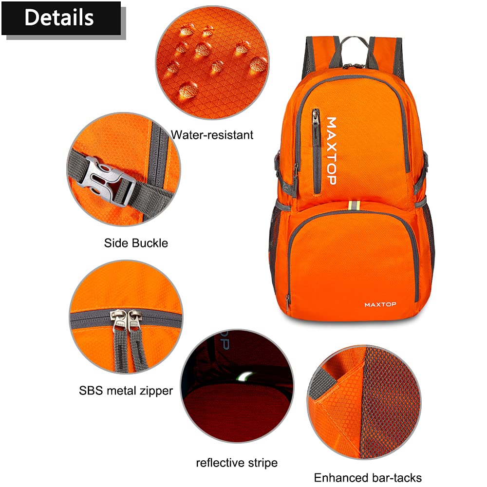MAXTOP 30L Backpack Ultra Lightweight Packable Foldable Rucksack Water Resistent For Men Women Outdoor Camping Hiking Travel Daypack Handy Durable Gifts For Men Women - Image 4