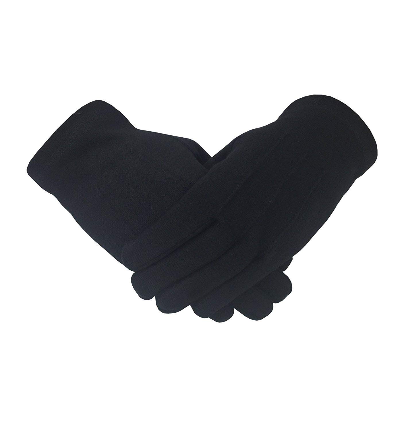 Masonic Knight Templar Plain 100% Cotton Black Cotton glove (Large)