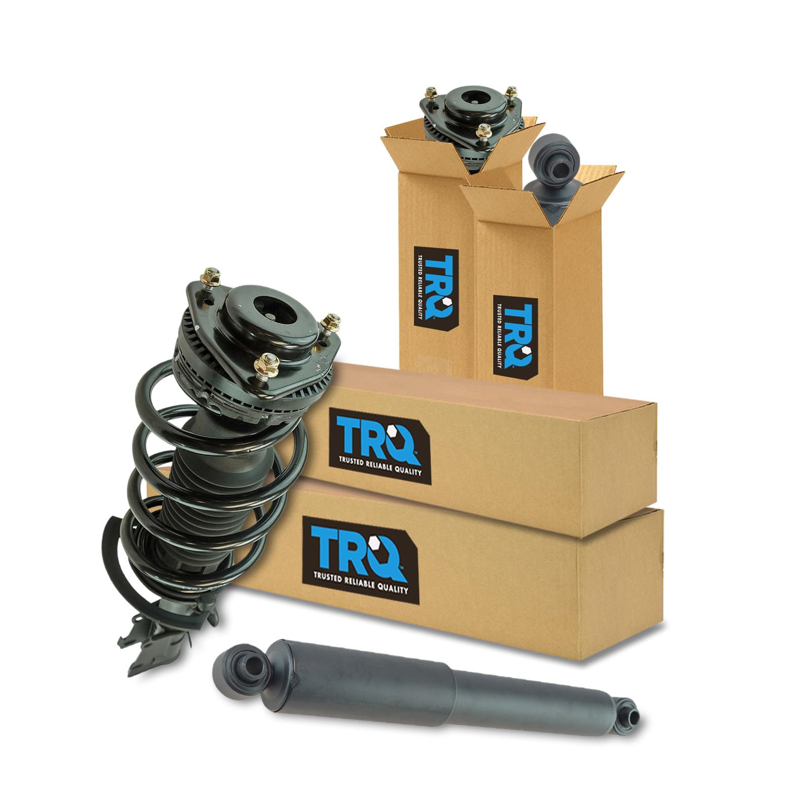 TRQ Front and Rear Complete Strut Assembly &amp; Shock Absorber Kit Complete Strut &amp; Coil Spring Assembly Compatible with 2009-2012 Volkswagen Routan