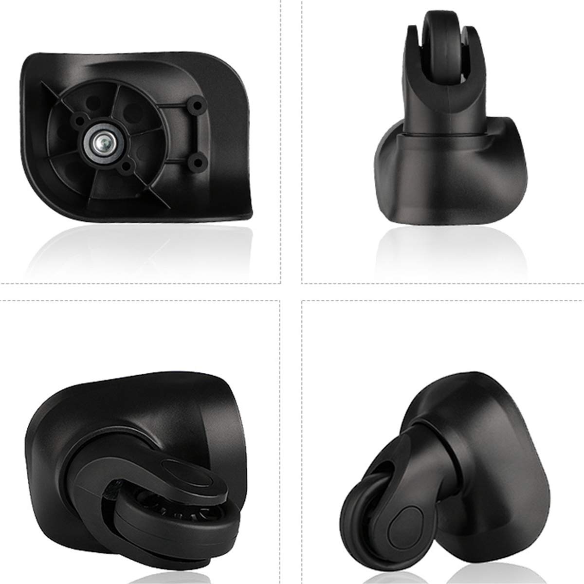 4 Roues De Remplacement Pour Valise - Rotation 360° Silencieuse - Charge Lourde - Plastique Renforcé - Noir