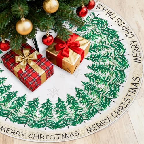 Axlyca Gonna Albero di Natale,122 cm Tappeto per Albero di Natale, Rotondo Verde Ispessito Gonne per Alberos di Natales,Peluche Copri Base Alberos Natales Decorazione per Decorazioni per Feste Natal