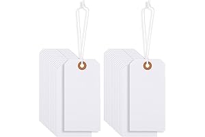 200 White Marking Tags with Strings for Pricing, Jewelry, Clothing (2.36x4.76")