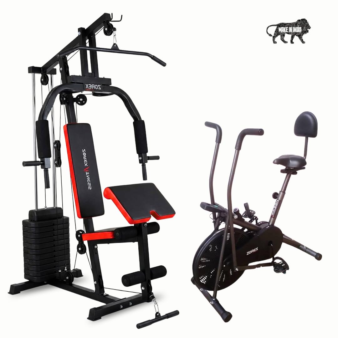 Zorex Fitness Combo Machine All in One Equipments for Men Multiple Muscle Workout Exercise,Chest Biceps Shoulder Back Triceps Legs HGZ-1004 with ZF-201 Air Bike (Video Call Installation Assistance)-image-47