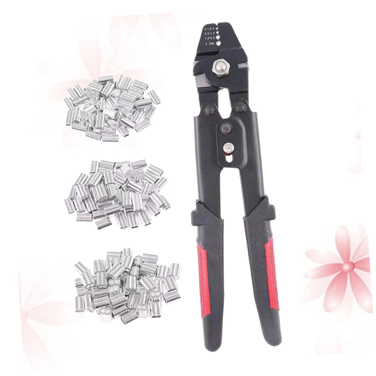 UPKOCH 1pezzi Pinza Crimpatrice Per Fili Metallici Con Tubo Manicotto in Acciaio Al Carbonio Impugnatura Antiscivolo in Pvc Meccanismo Autobloccante Posizioni Di Crimpatura Per Cavi e Fun