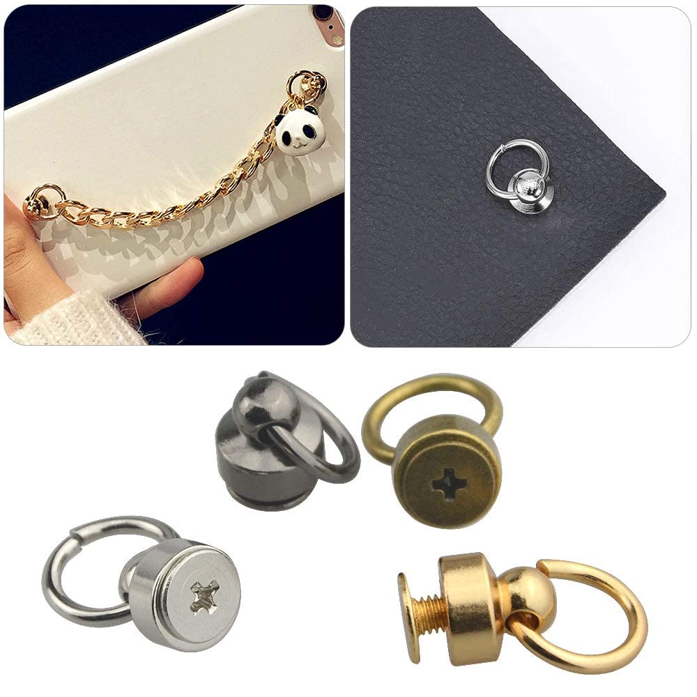 40 Pezzi Borchie Rivetti Per Pelle Fai Da Te - Kit 4 Colori 9mm Con Viti - Argento, Oro, Nero, Bronzo