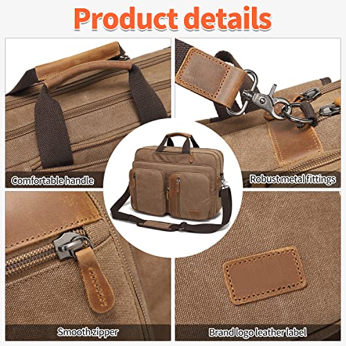 Jielv 3 In 1 Convertible Messenger Bag,17.3 Inch Laptop Backpack,Shoulder Bag,Business Handbags,Briefcase Computer Backpack For Men Women (Brown) #TOP4