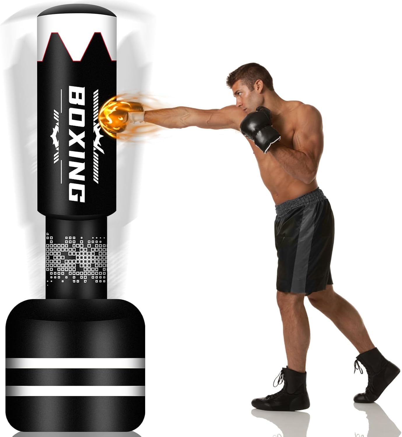 YORWHIN Conception de la Mise à Niveau Sac de Frappe Adulte - 180cm Sac de Boxe Lourd Autoportant - Sacs de Sable Gonflables Kick Sacs de Frappe Boxe pour l'entraînement MMA Muay Thai