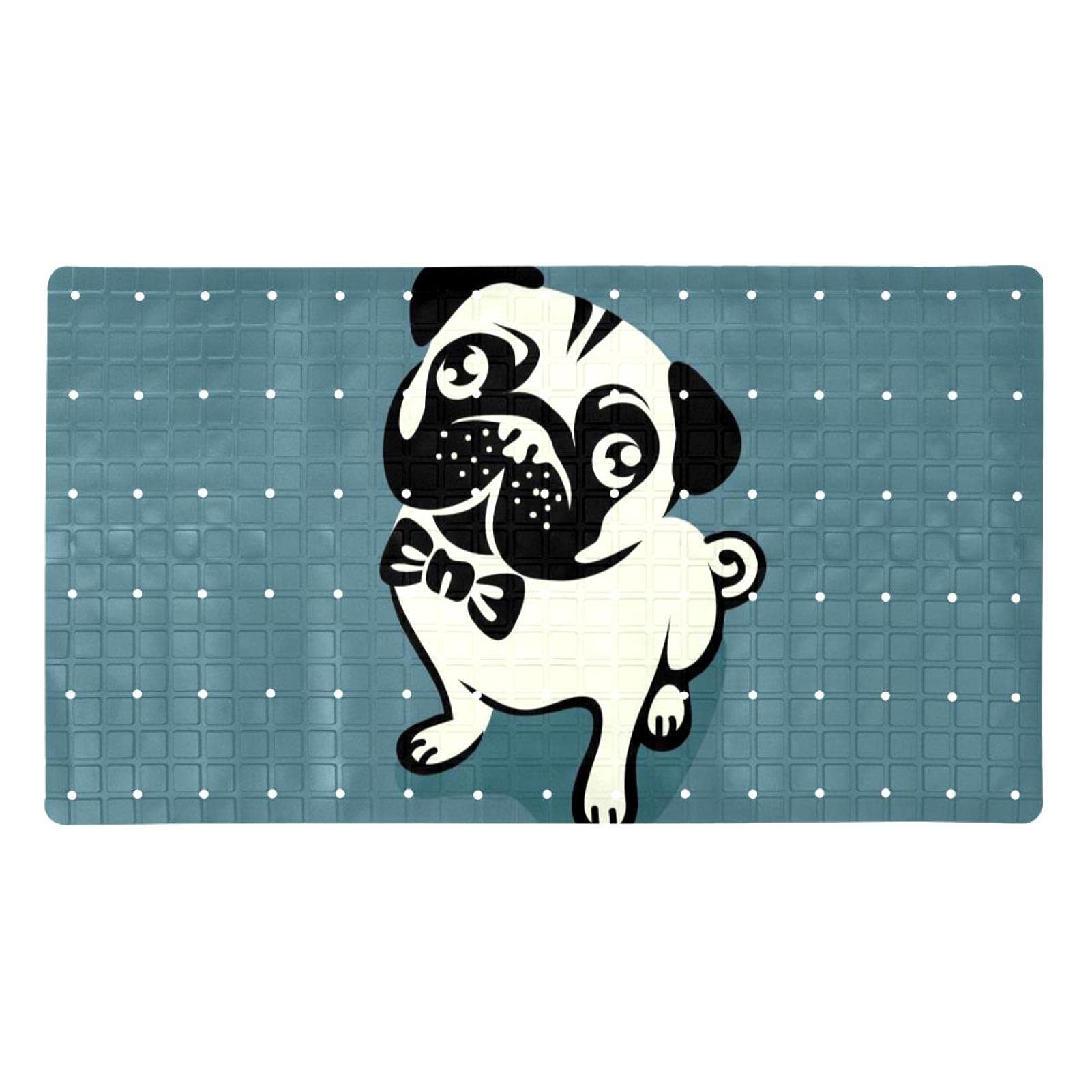 Tapis de bain antidérapant antibactérien Bulldog pour baignoire et douche