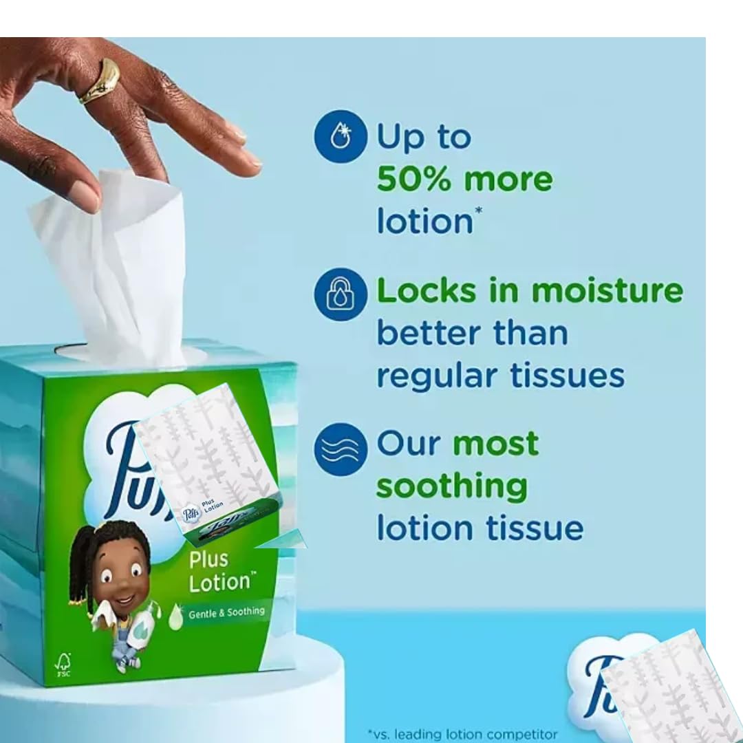 Lotion Facial Tissues, 2-Ply, 12 Cube Boxes, 72 Tissues per Box (12 Count(1 Pack))