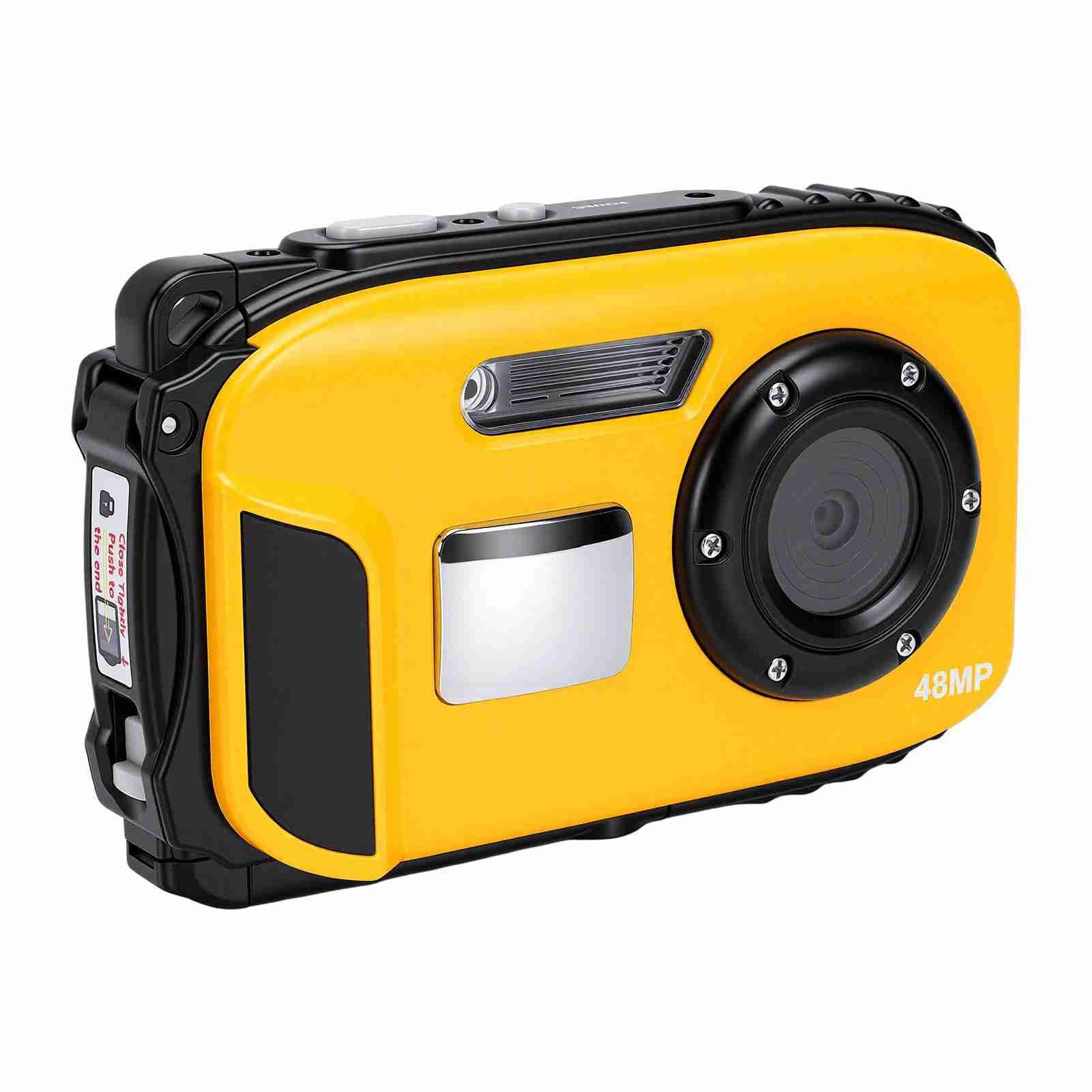 XUMIUZIY Fotocamera Subacquea 1080P 48MP, Resistente all'Acqua 5M, con Schermo Selfie (Yellow)