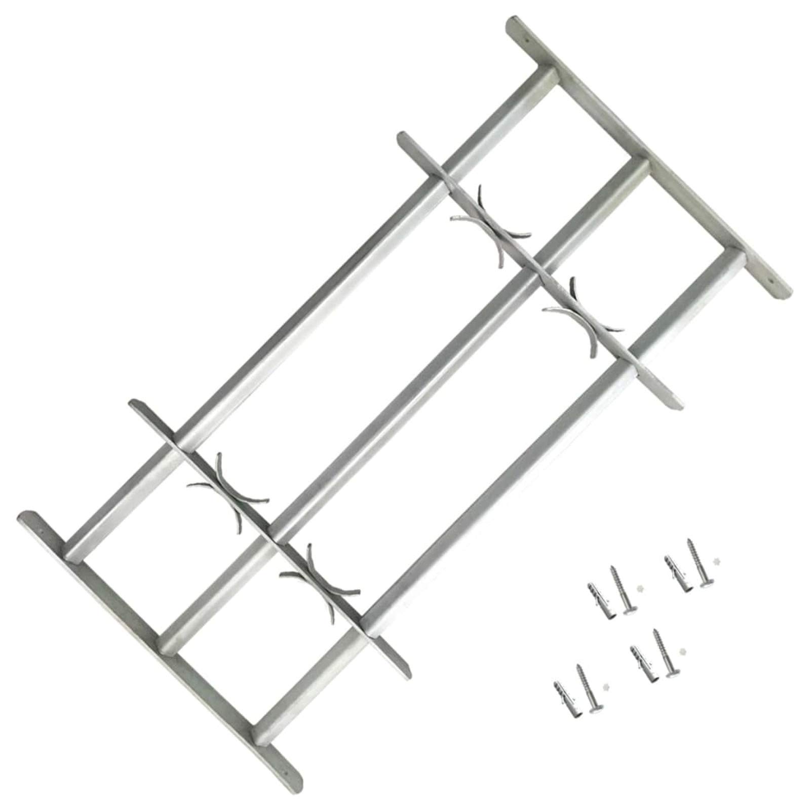 Grate per Finestre Regolabili 3 Barre Trasversali 500-650 mm,Grate per Finestre Antiscasso,Estensibili Zincate in Acciaio Inferriate di Sicurezza