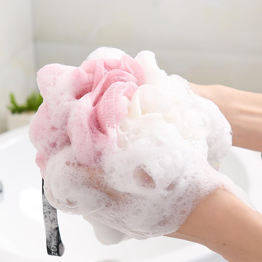 EBHO 2 Pièces Fleur de Douche Eponge Douche Fleur de Douche Lavable Fleur de Bain