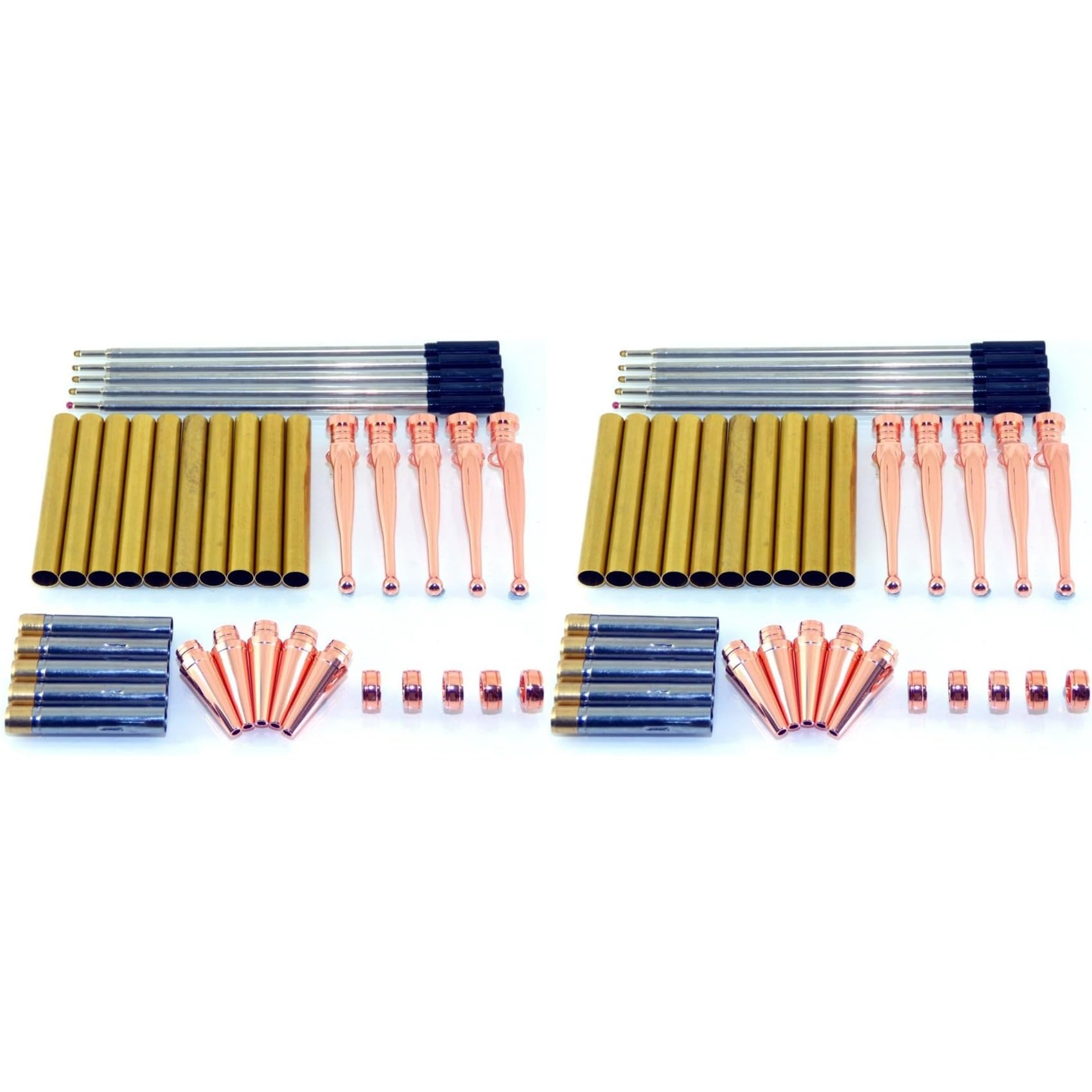 Kueohse Woodturning Fancy Slimline Pen Kit Set X 10, Copper Finish, Twist Mechanism