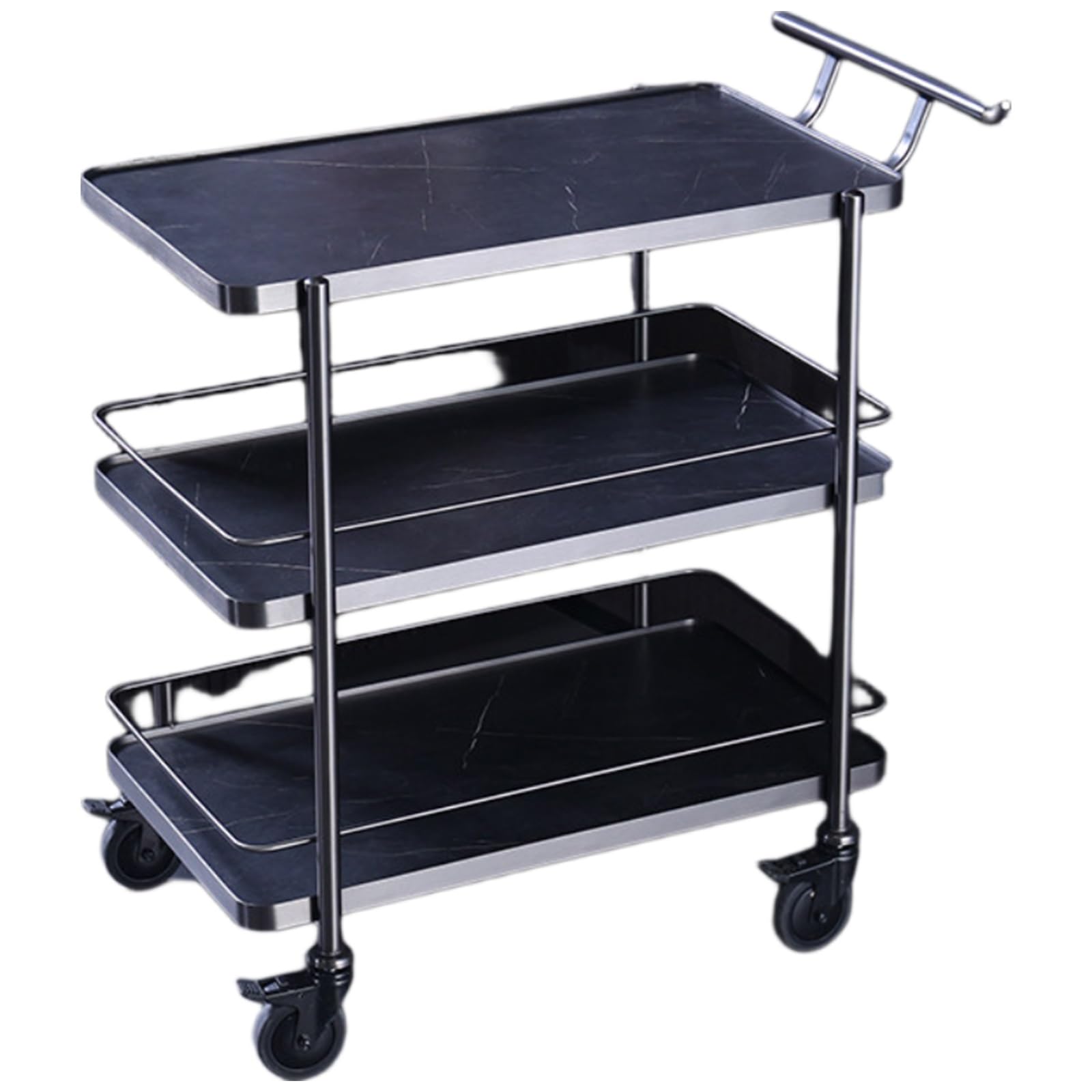 Kiboncy C Luxury Rolling Utility Art, E1 Environmental Solid Wood Tiered Storage Trolley With Brake Wheels, Mobile Wine Dessert Serving Art For Bar Kitchen Party(,Medium)