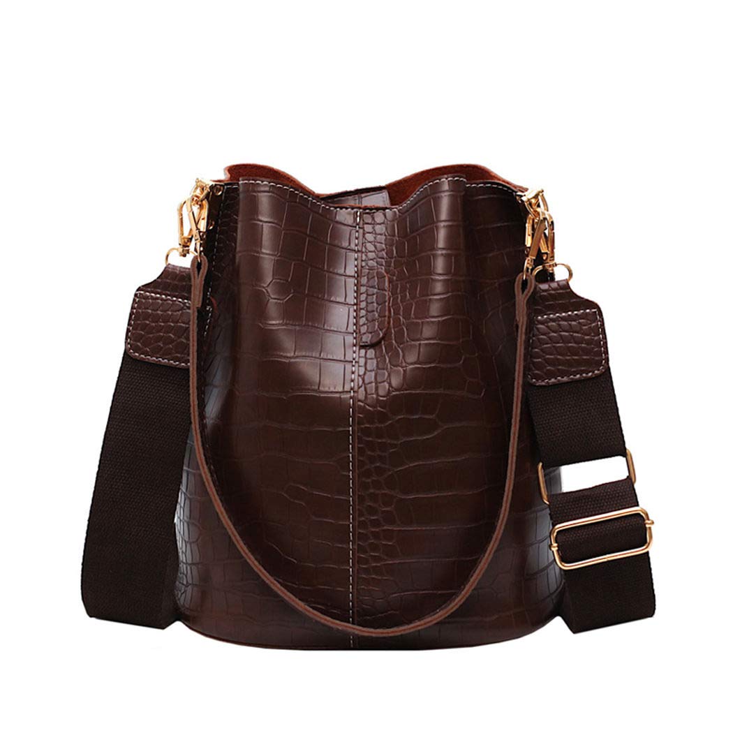BUKESIYI Damen Tasche Umhängetasche Handtasche Frauen Klein Schultertasche Weekender Lack PU Leder DE77245 Kaffee