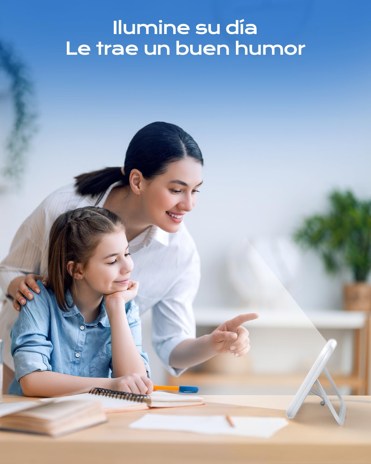 Luminoterapia 10000 LUX, SAD lamp, lámpara de terapia de luz, lámpara LED de diurna Con Función de Memoria, 4 Temporizadores, Regulación de luz sin escalones, Control Táctil y Soporte Plegable