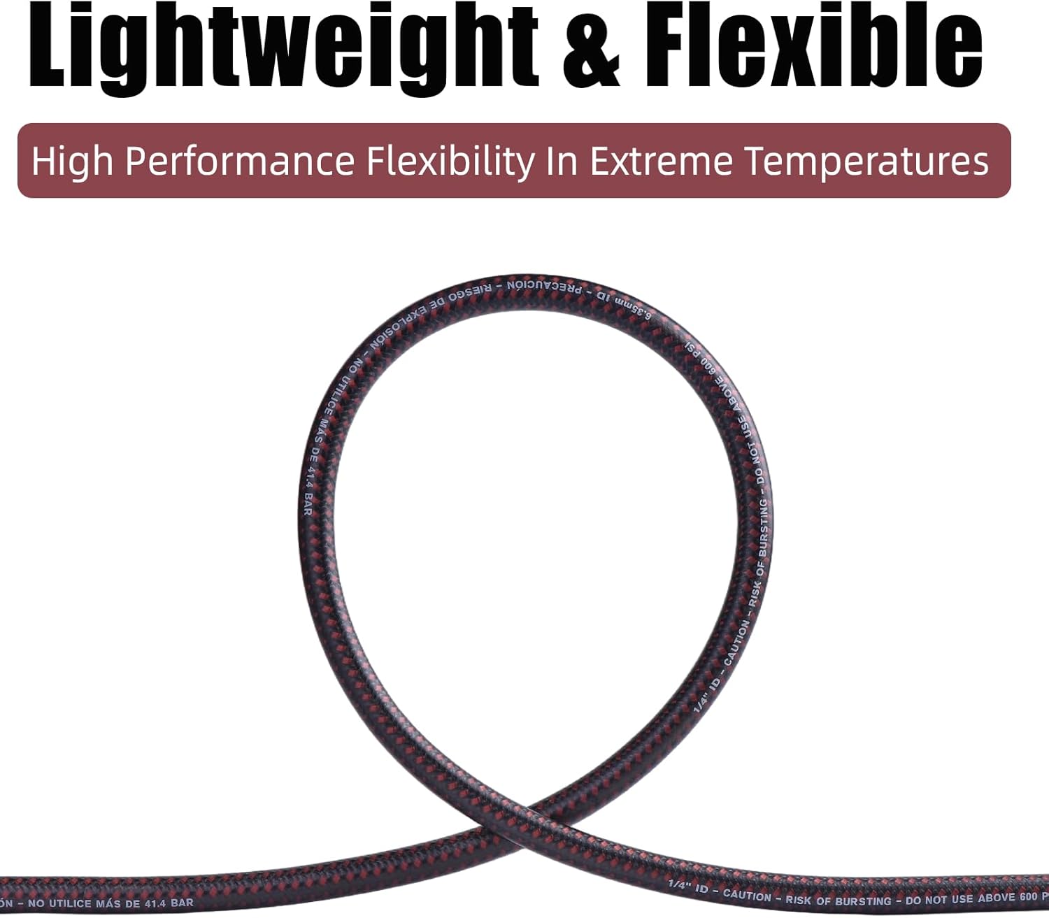 Hybrid Air Hose 1/4” × 50FT, 600 PSI Industrial Air Compressor Hose with In-Line & Ball 360° Swivel 1/4” MNPT Fittings, Heavy-Duty Kink-Resistant All-Weather Pneumatic Hose