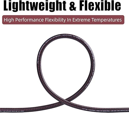 Miniatura 7 de Manguera de aire híbrida de 1/4 pulgadas × 25 pies, manguera de compresor de aire industrial de 600 PSI con accesorios MNPT giratorios de 360° en