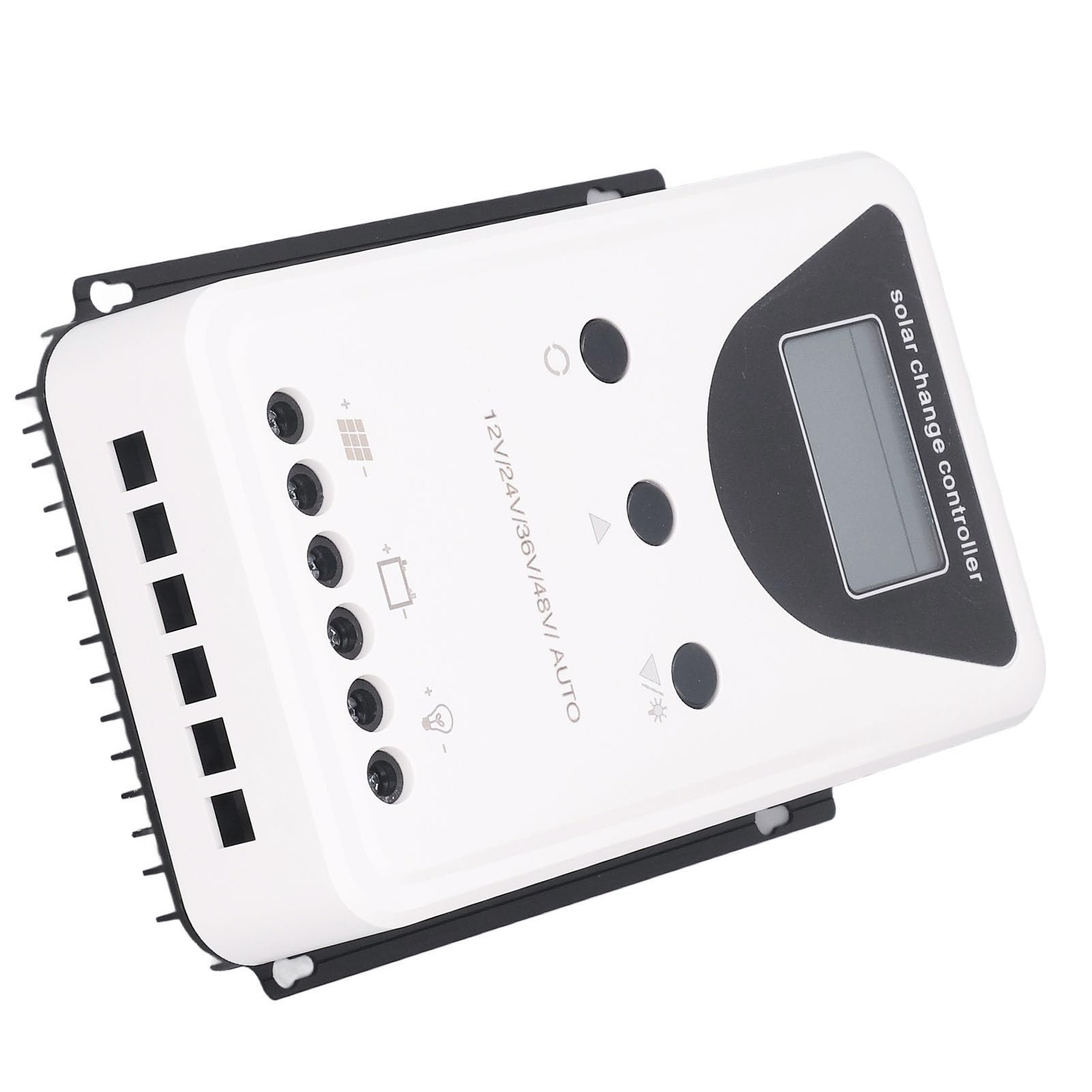 FTVOGUE Kontroler ładowania Słonecznego MPPT, Regulator Panelu Słonecznego ze Stopu Aluminium ABS 60A, 4-stopniowe ładowanie, Automatyczne Wykrywanie 12V 24V 36V 48V, dla Użytkowników Domowego