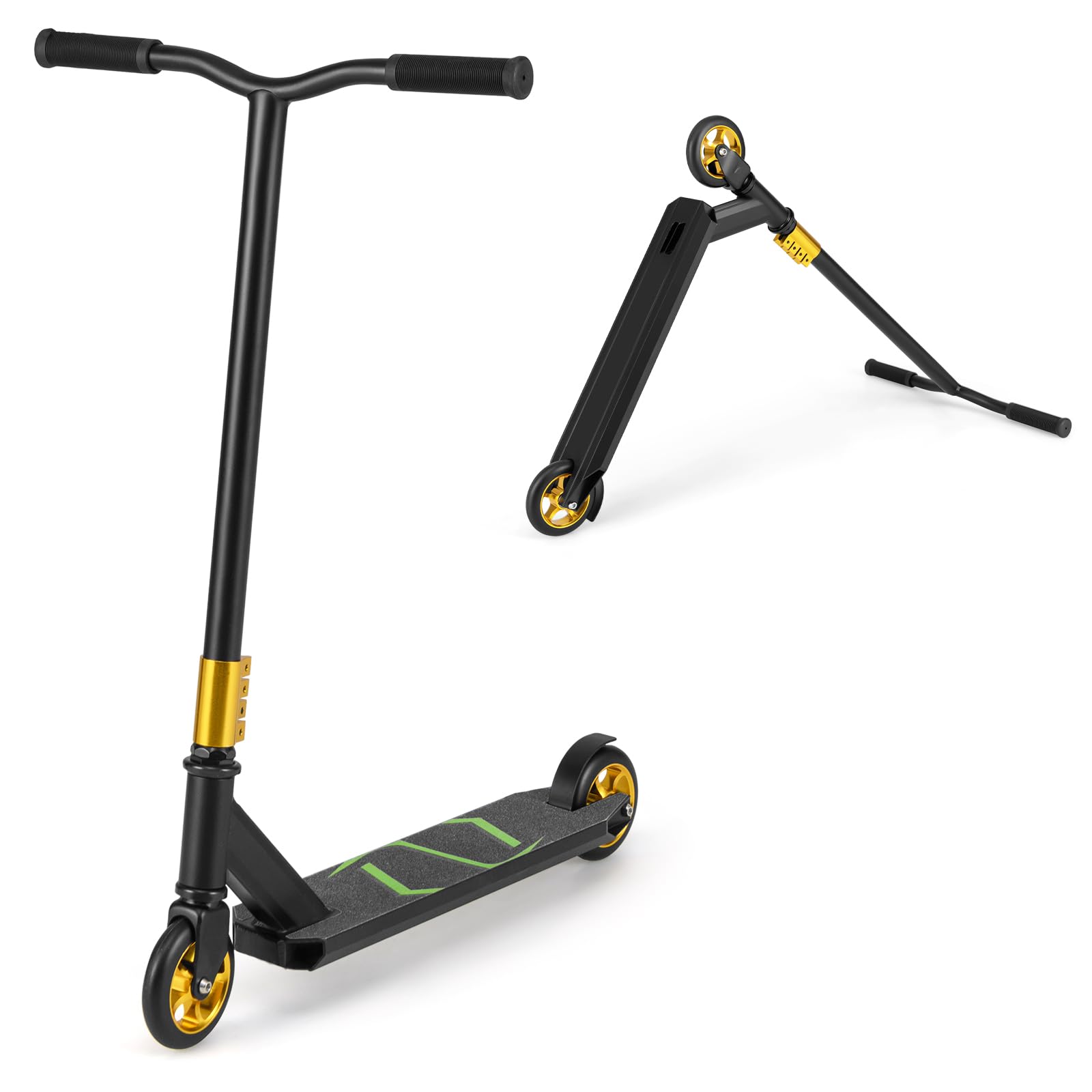 KOMFOTTEU Stunt Scooter mit 2 PU Rädern, Kickscooter mit 100 kg Belastbar, Funscooter für Kinder ab 10 Jahren, Skateboard Tretroller für Anfänger und Fortgeschrittene