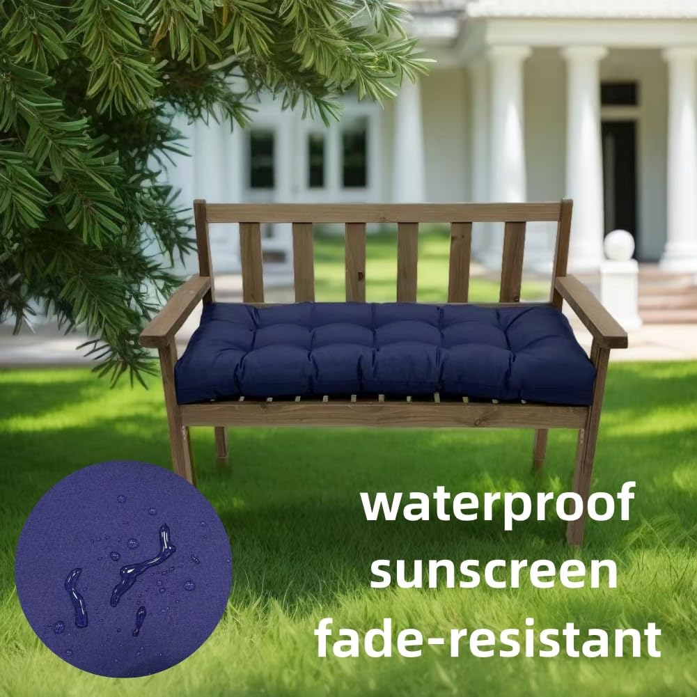 Waterproof Indoor/Outdoor Bench Cushion, Garden Loveseat Cushion, Swing Seat Cushion,Thicken Patio Bench Soft Rocking Chairs Pad for Garden Furniture Patio Loveseat Bench (Off-White, 39.3x19.6in)