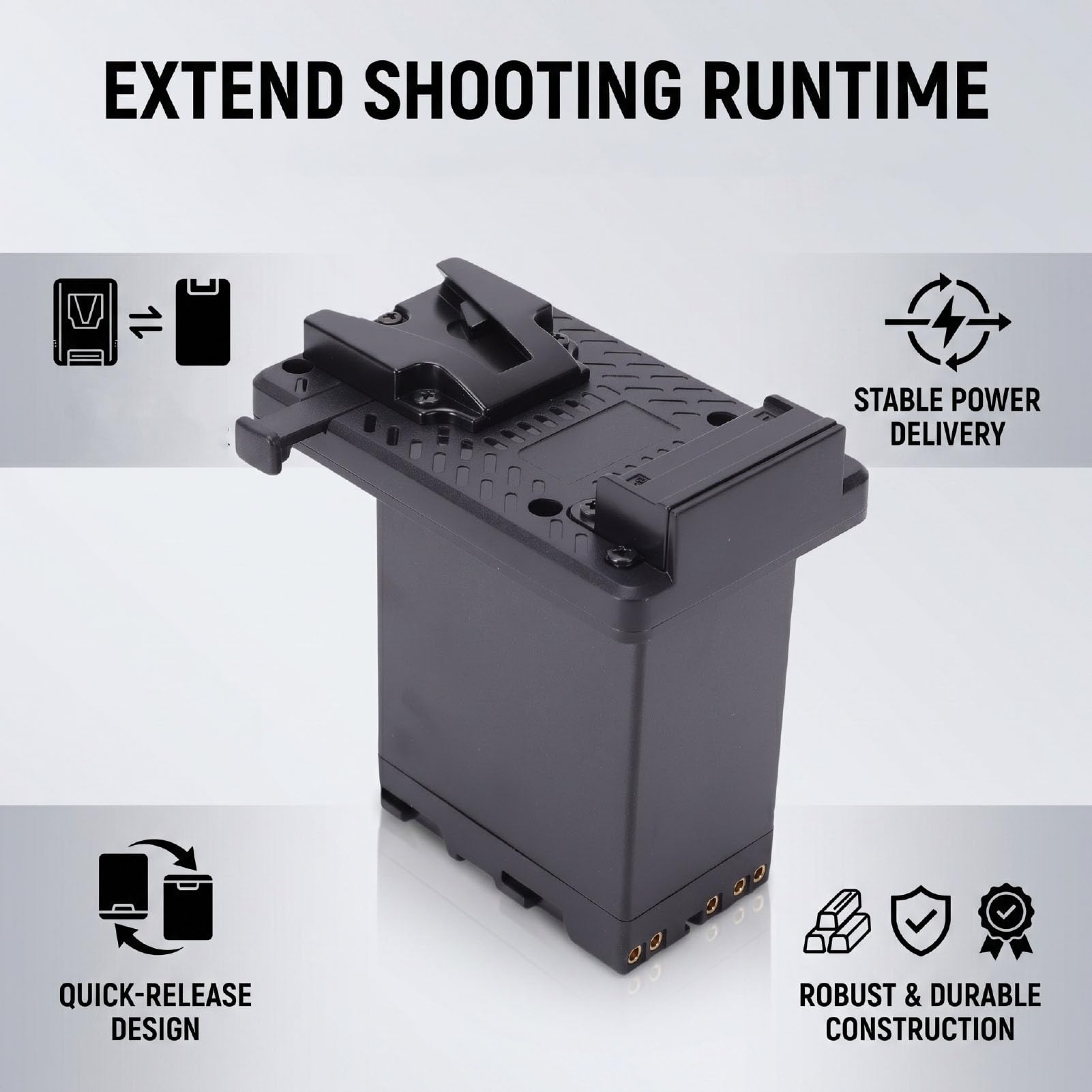 KIMISS Adattatore Piastra Conversione Batteria V Mount, Connettore Alimentazione Esterna per Videocamera con Protezione da Sovratensione per PXWX280 FX6 FS5 Z280