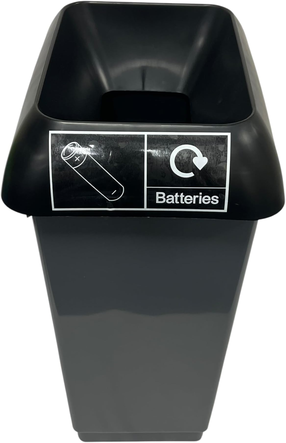Chabrias Ltd 50 Litre Recycling Waste Bin With Lid & Logo Sticker Included (Black Lid & Battery Logo)