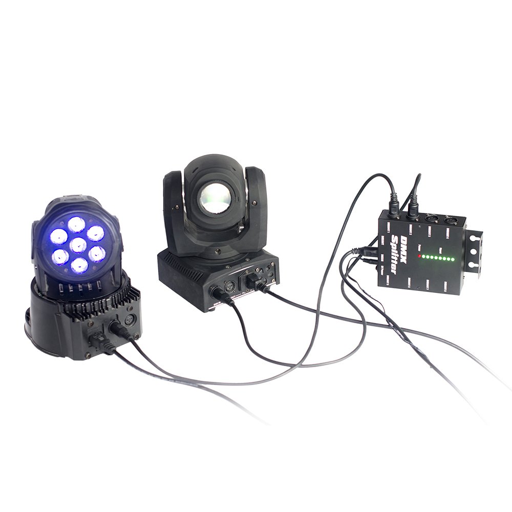 Lixada DMX512 óptico Splitter Actúa como DMX512 Distribución para iluminación de escenarios, 8 Canales Salidas Independientes, Aviones tamaño: 12.8 * 4.3 * 17.2 cm.'