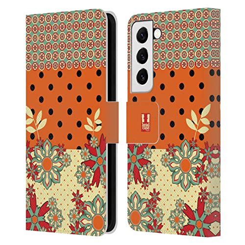 Protégez l'écran du Galaxy S22 5G avec cet étui portefeuille cuir orange fleuri