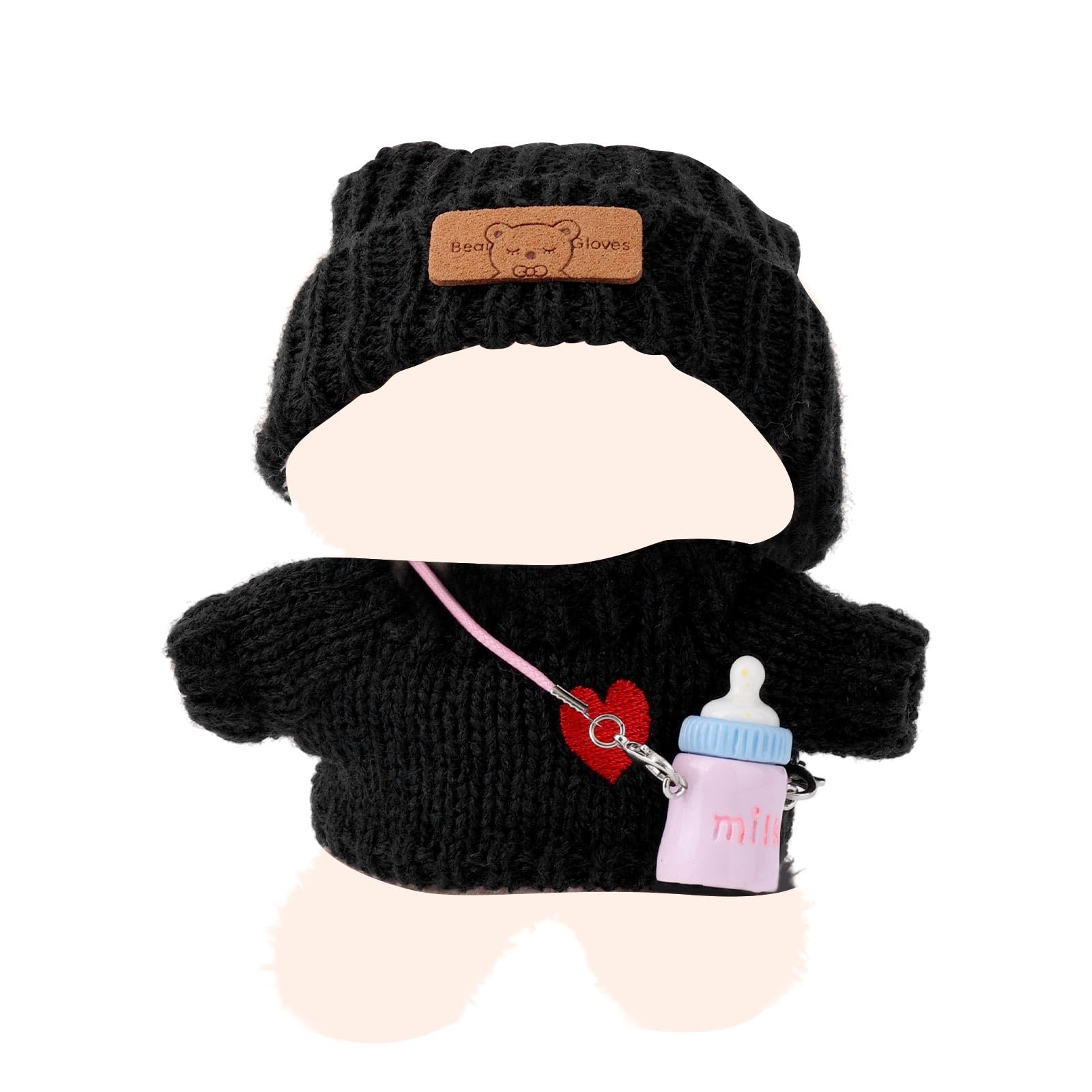 Penitue 3pcs Doll Clothes Set, Kawaii Doll Outfits Cute Clothing Replacement Stylish Sweater & Hat & Milk Bottle for 6.7 Inch 17cm Dolls Display Accessories, Collectors Gift (No Dolls)