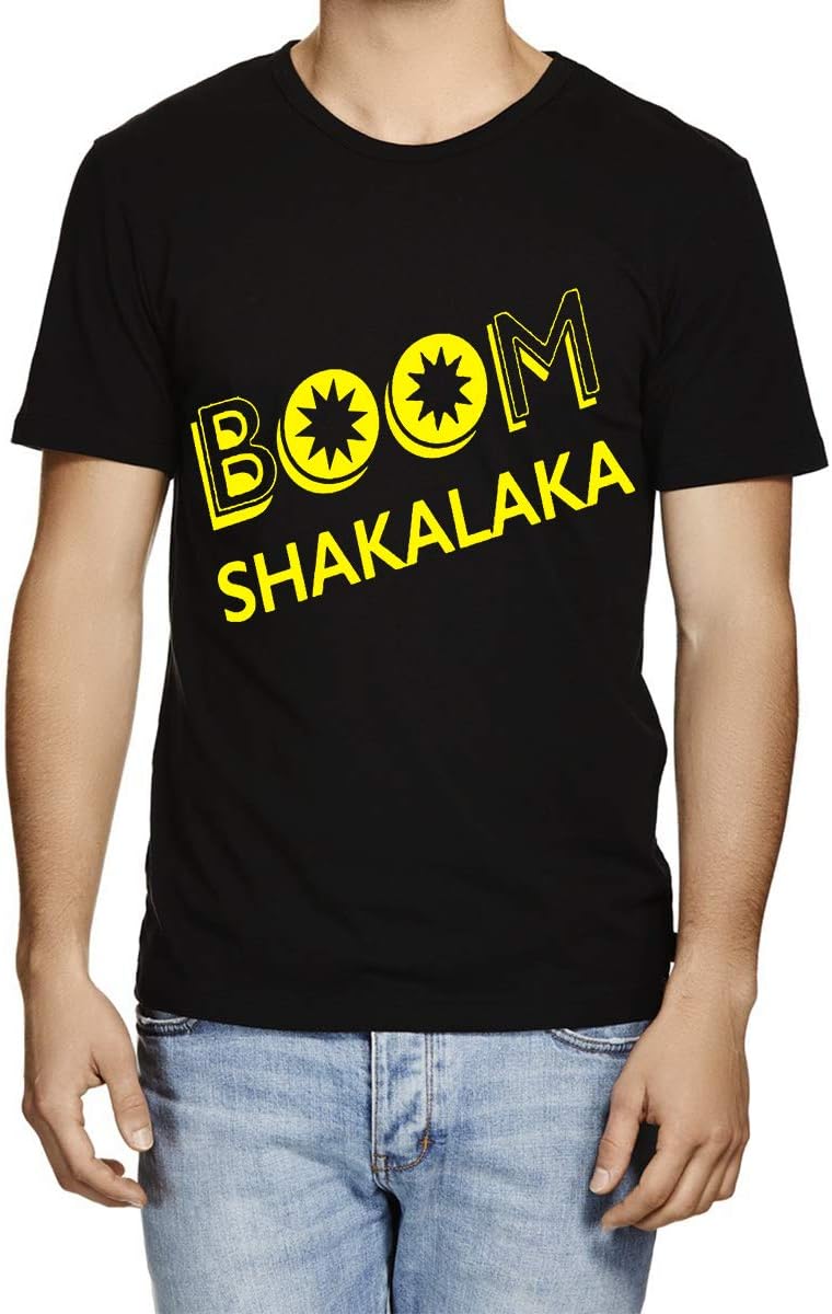 Caseria Men's Round Neck Cotton Half Sleeved T-Shirt with Printed Graphics - Boom Shakalaka