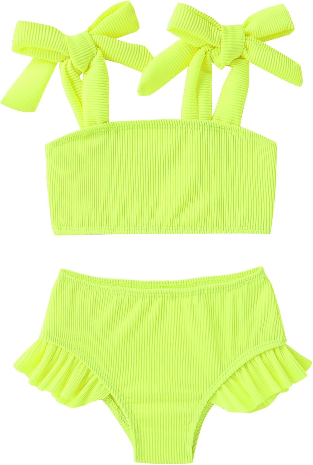 YOUNGER TREE Toddler Baby Girls Swimsuit Two Piece Solid Color Stripe Swimwear Summer Beach Bikini Bathing Suit