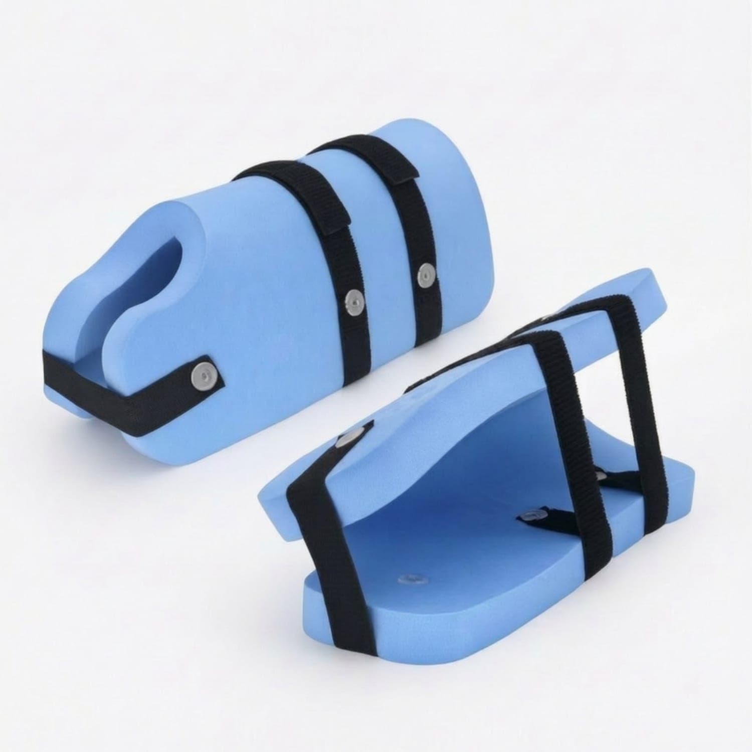 Adjustable Swim Cuffs with Straps Soft Aquatic Leg Cuffs Resilient Flotation Sleeves Buoyant for Beginners, Swimmers, Pool Training, Blue, Long-image-45