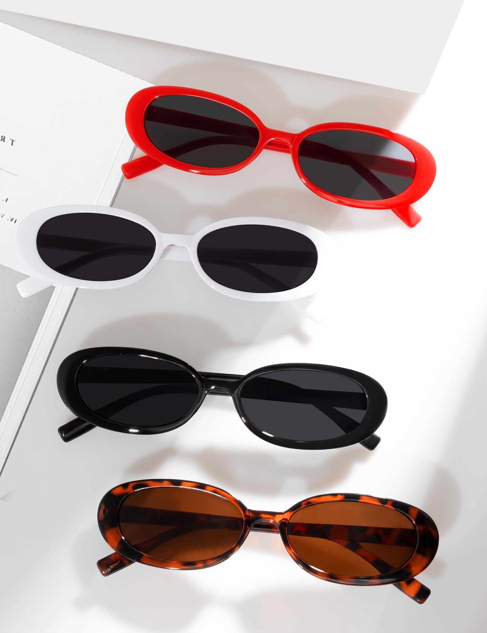 Becellen 4 pary owalne okulary przeciwsłoneczne vintage, modne retro małe okulary przeciwsłoneczne dla mężczyzn i kobiet fajne kocie oczy okulary przeciwsłoneczne UV400