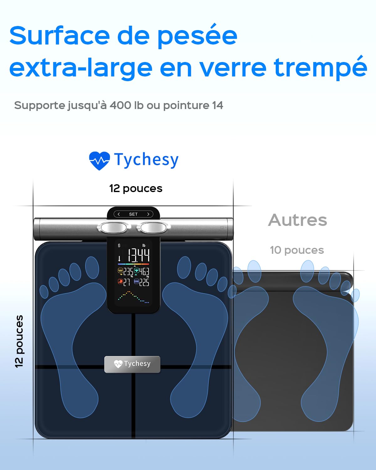 Pèse-personne Impédancemètre Connecté à 8 Électrodes | Balance Connectée Bluetooth avec Analyse Segmentale du Corps, 20+ Indicateurs