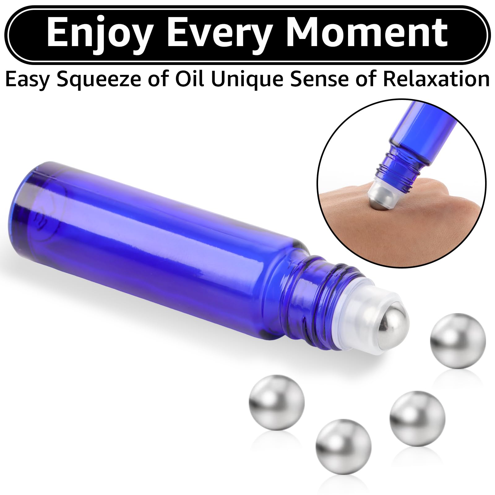 STARVAST 24 bottiglie di vetro Roll-On da 10 ml, con rullo in acciaio inox, ricaricabili per oli essenziali, lozioni e profumi