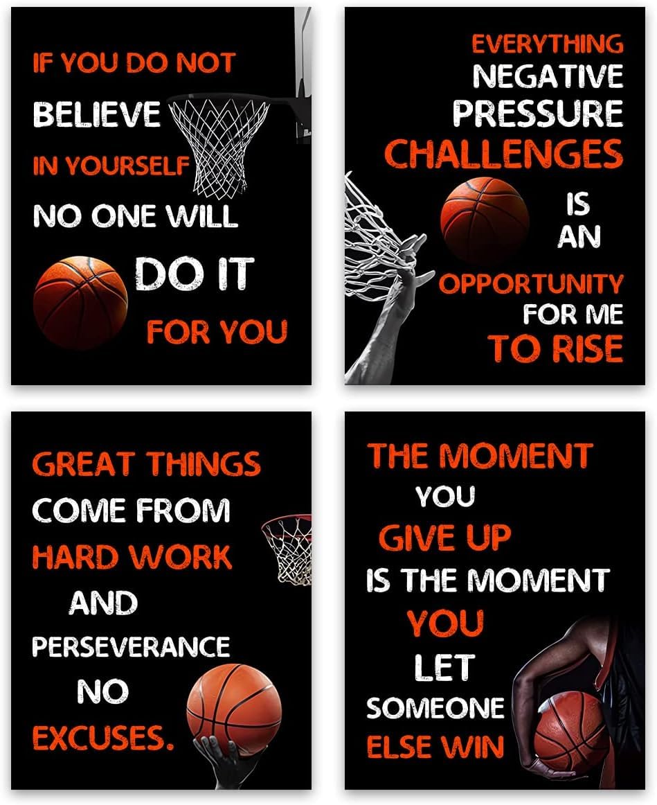 Inspirational Basketball Wall Art,Set of 4 Funny ...