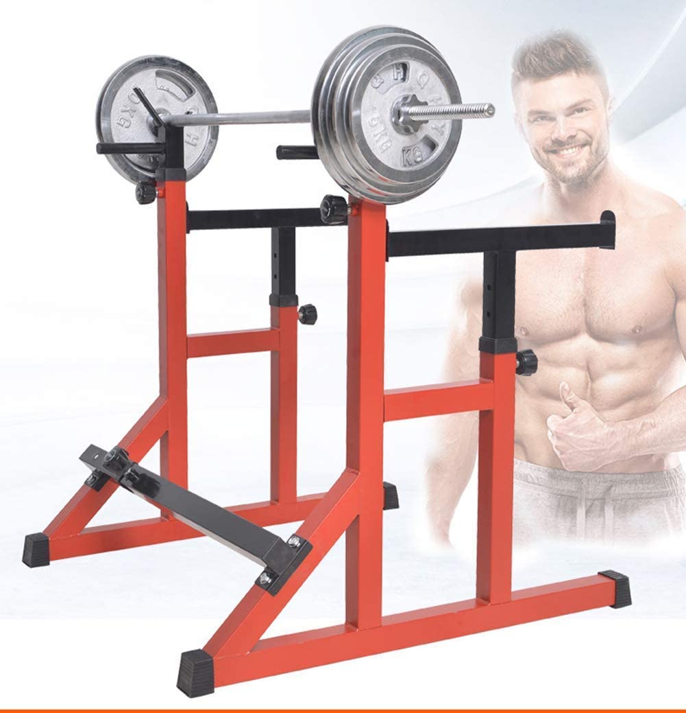 Stojak do przysiadów, ciężarek, czerwony, regulowany stojak do podnoszenia sztangi, sprzęt do domowej siłowni, przenośne maszyny do ćwiczeń fitness, treningi do ćwiczeń w pomieszczeniach, budowa